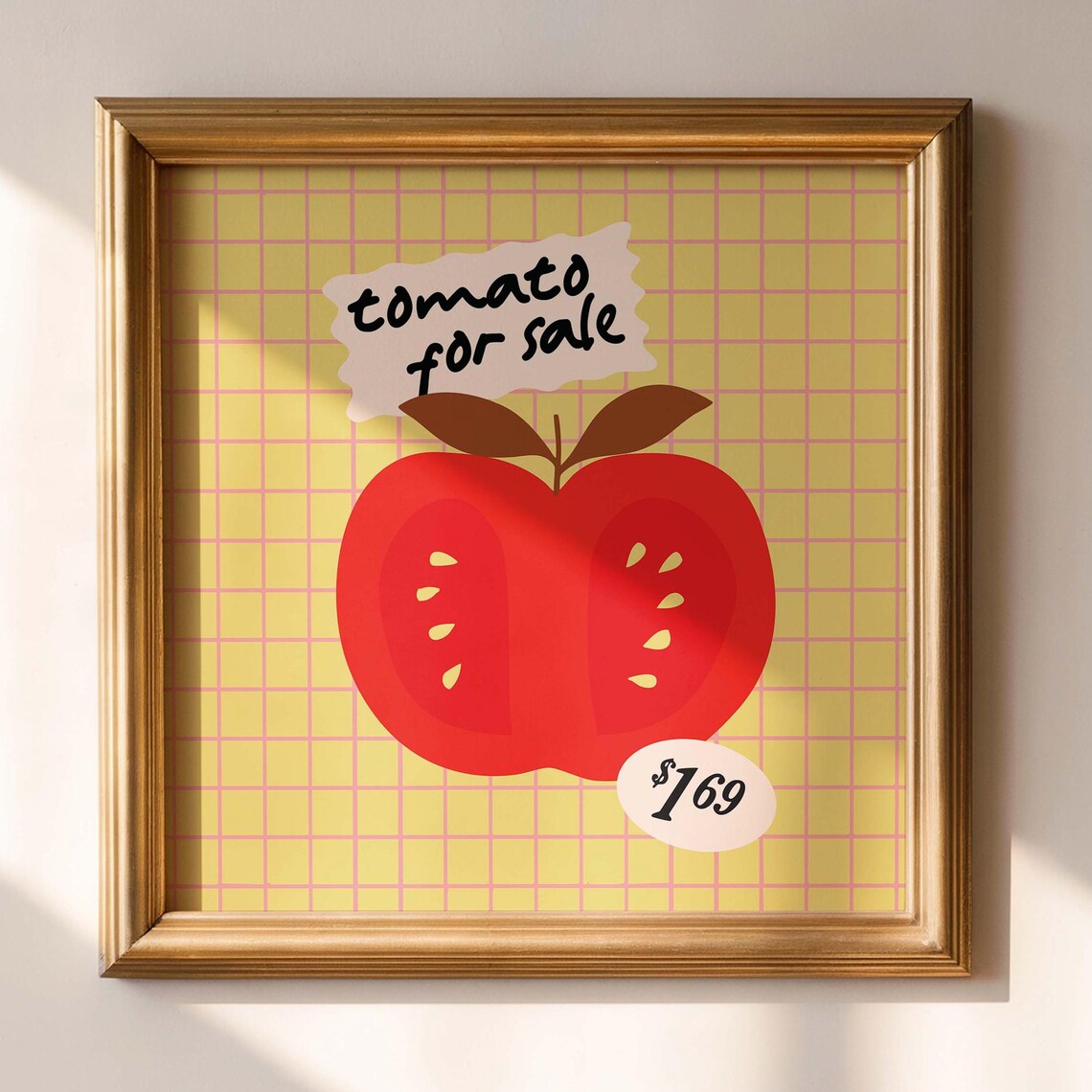 Tomato For Sale Bold Red Fruit Retro Market Sign Kitchen Poster