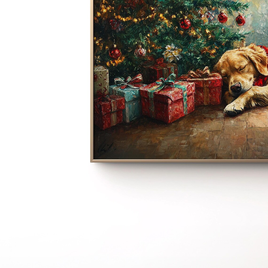 Golden Retriever Christmas Art Print, Holiday Dog Art - Image 3