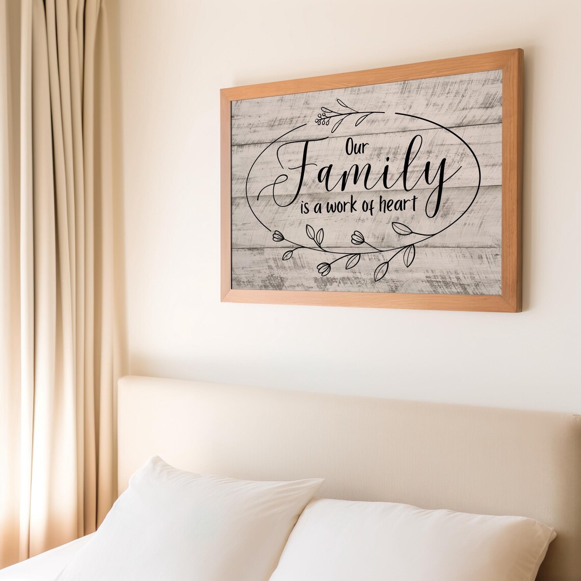 Our Family Is a Work of Heart Rustic Whitewash Wood Sign Poster - Image 3