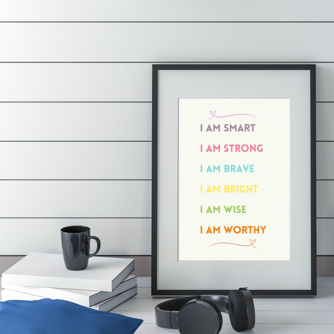 I Am Smart Strong Brave Rainbow Colors Affirmation Quote Poster - Image 5