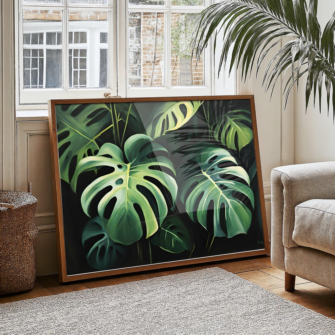 Moody Monstera Botanical Art Print, Dark Cottagecore - Image 3