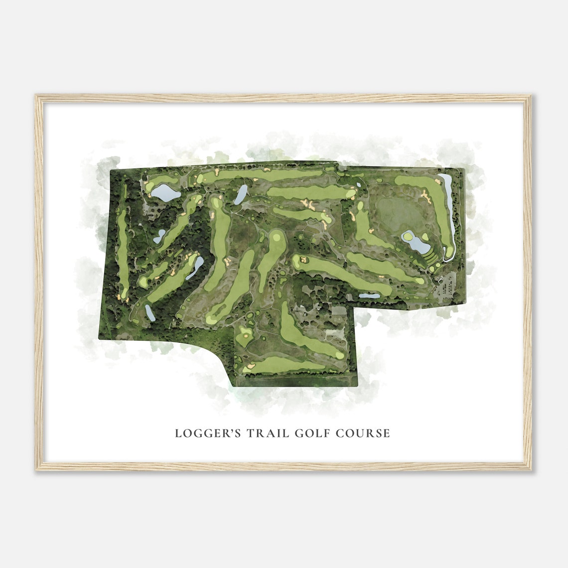 Logger's Trail Golf Course Watercolor Style Golf Course Map Poster