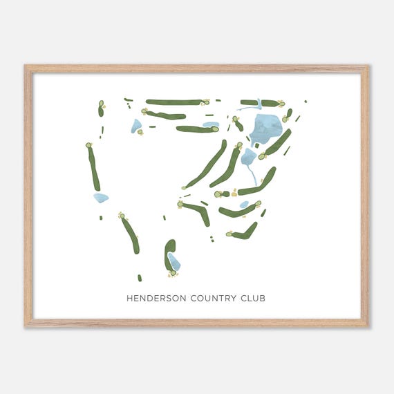Henderson Country Club In Henderson Kentucky Modern Watercolor Map Golfer Gift Golf Wall Art Golf Poster Print Course Layout
