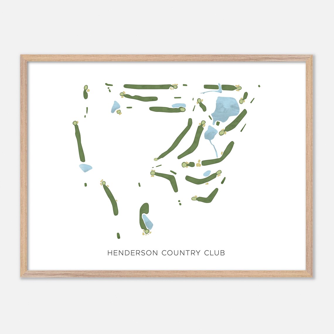 Henderson Country Club Kentucky Modern Minimal Watercolor Map Poster