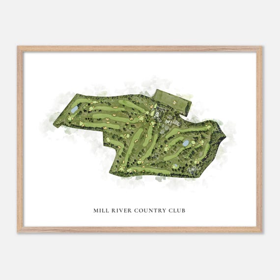 Mill River Country Club In Oyster Bay New York Classic Watercolor Map Golfer Gift Golf Wall Art Golf Poster Print Course Layout