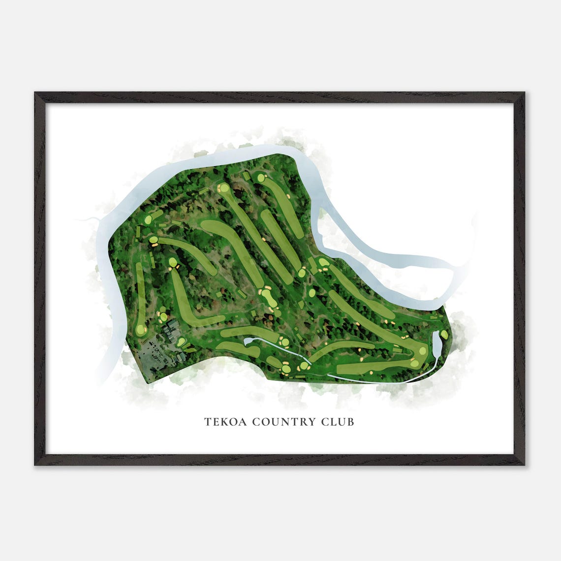 Tekoa Country Club Golf Course Watercolor Aerial Map Art Poster - Image 5
