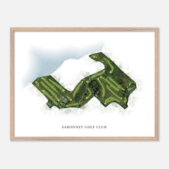 Sakonnet Golf Club In Sakonnet Rhode Island Classic Watercolor Map Golfer Gift Golf Wall Art Golf Poster Print Course Layout