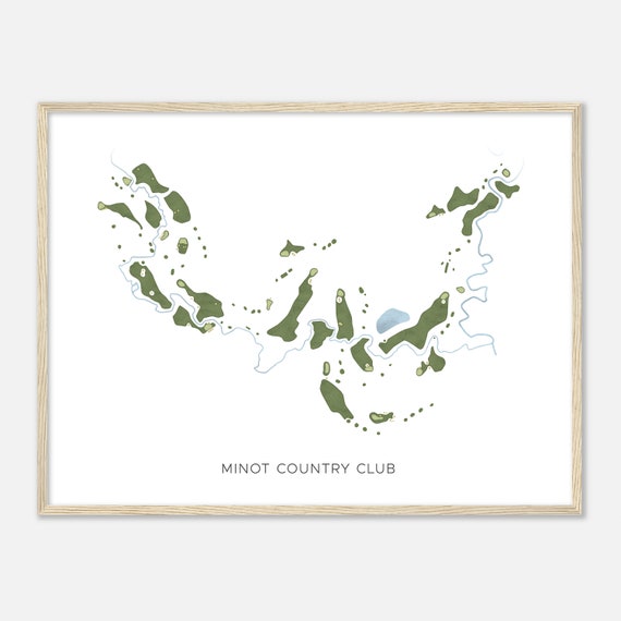 Minot Country Club North Dakota Modern Watercolor Map Golfer Gift Golf Wall Art Golf Poster Print Course Layout