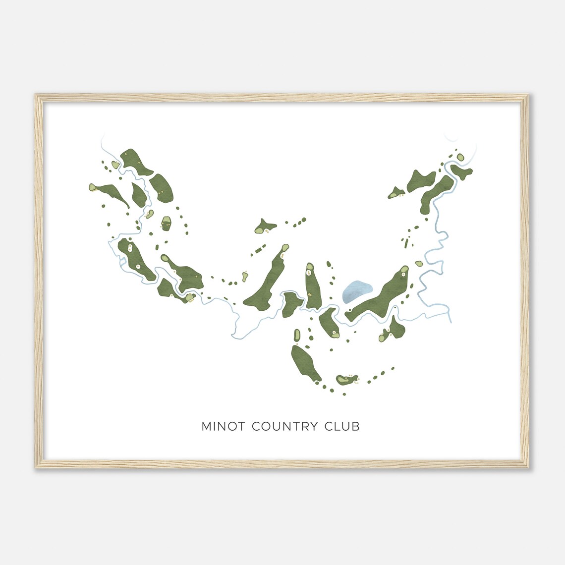 Minot Country Club North Dakota Modern Watercolor Course Map Poster