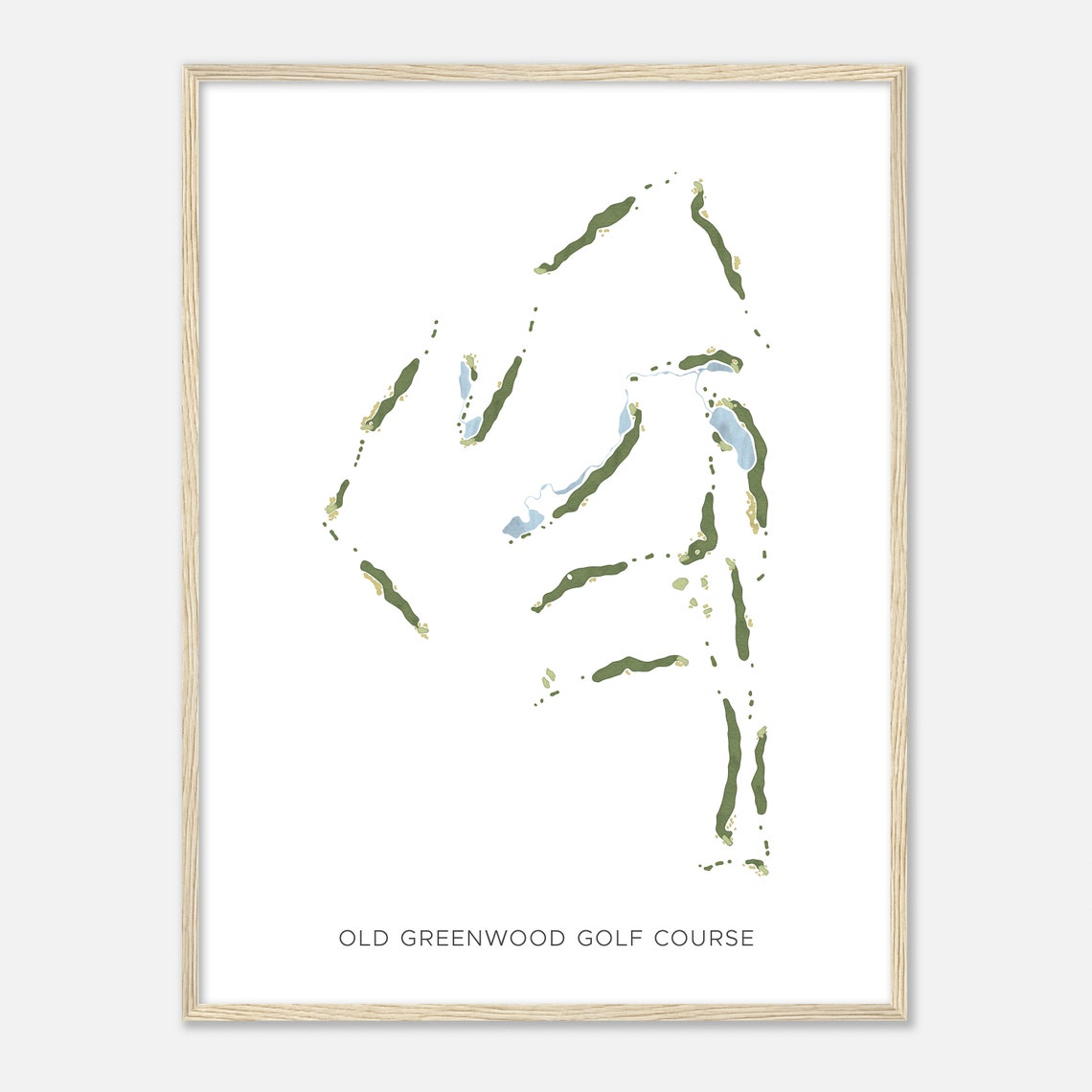 Old Greenwood Golf Course Modern Watercolor Fairway Map Poster