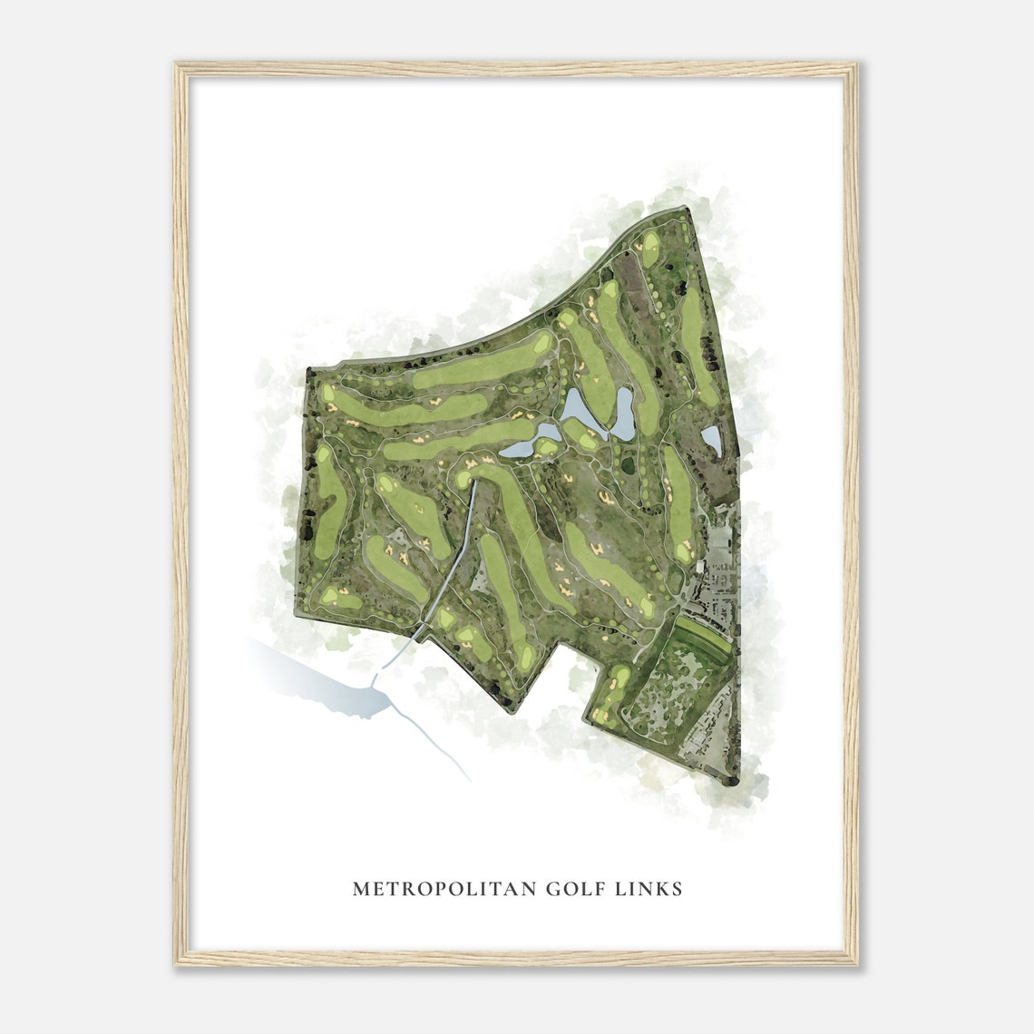 Metropolitan Golf Links Classic Watercolor Map Poster Art Gift - Image 2