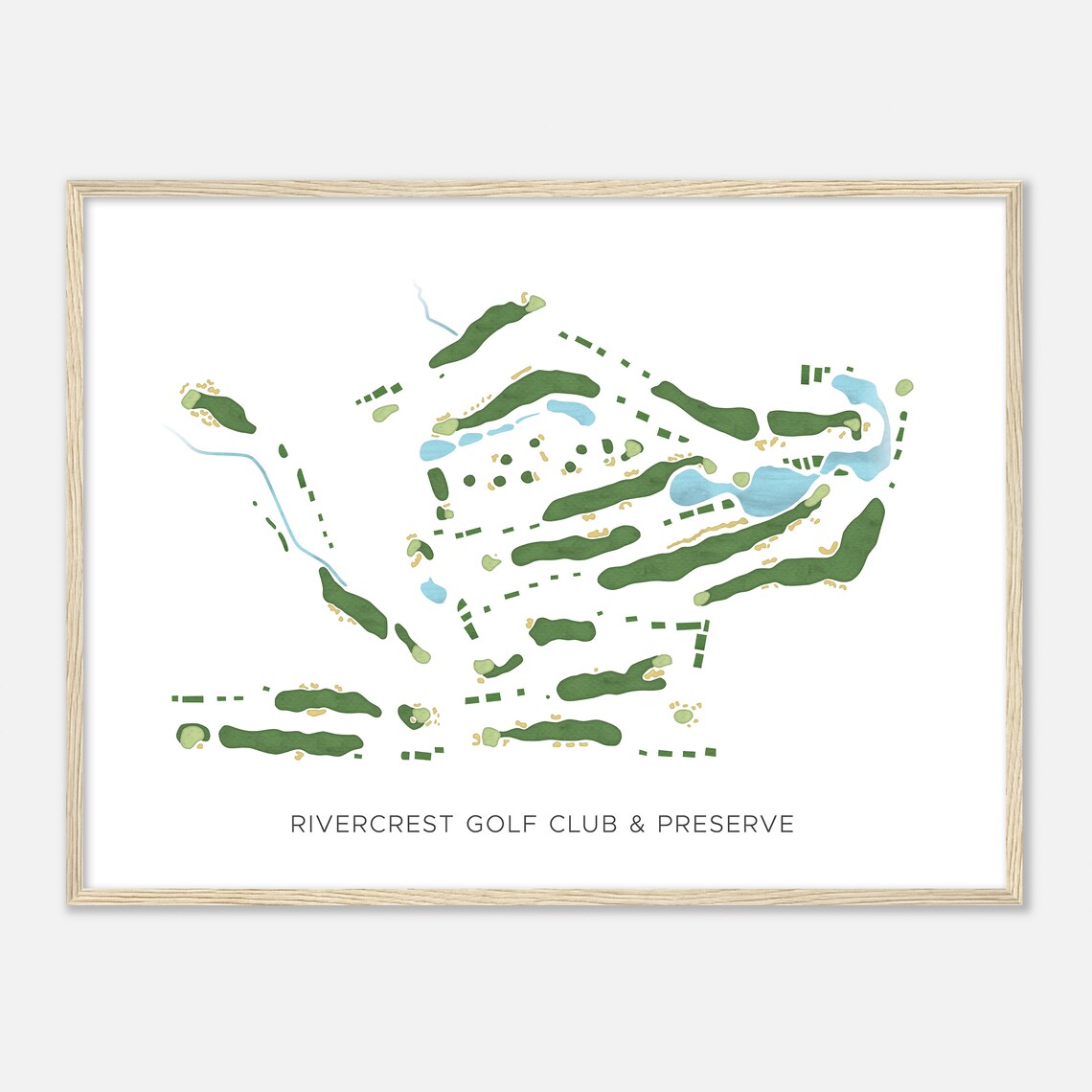 Rivercrest Golf Club Preserve Pennsylvania Modern Watercolor Map Golfer Gift Golf Wall Art Golf Poster Print Course Layout