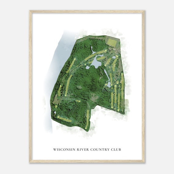 Wisconsin River Country Club Wisconsin Classic Watercolor Map Golfer Gift Golf Wall Art Golf Poster Print Course Layout