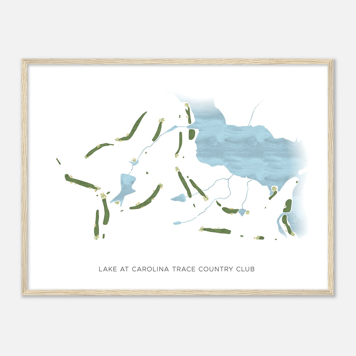 Lake at Carolina Trace Country Club Modern Watercolor Golf Course Map Poster - Image 2