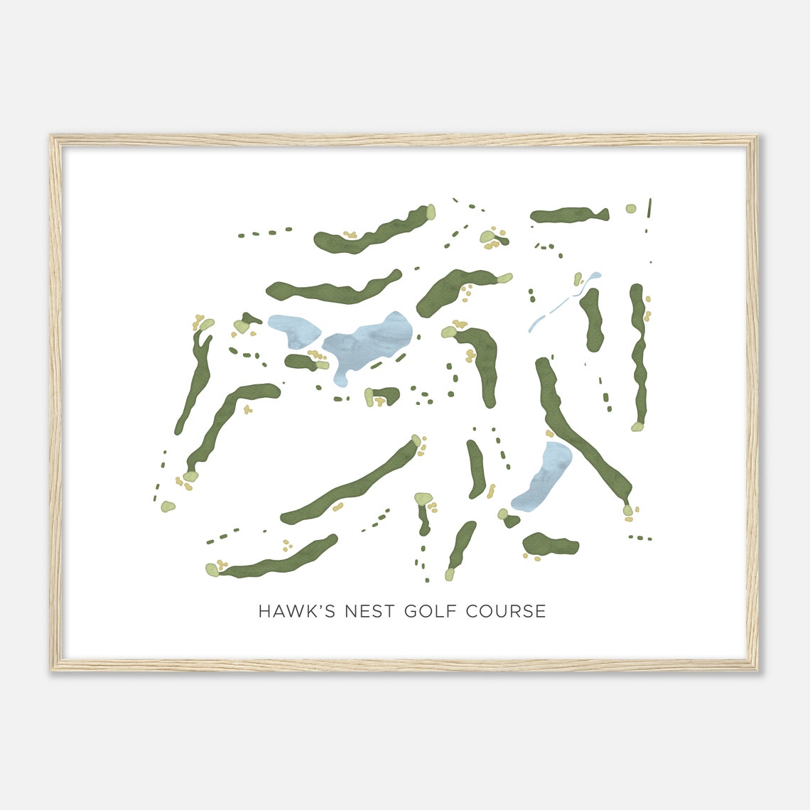 Hawk's Nest Golf Course Ohio Modern Watercolor Map Poster Gift - Image 2