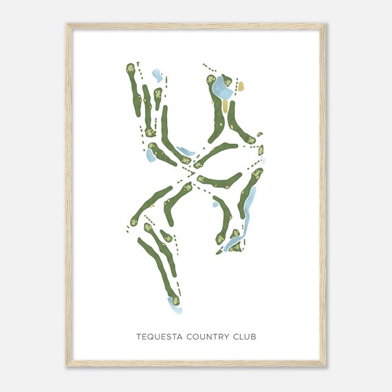 Tequesta Country Club Florida Modern Watercolor Map Golfer Gift Golf Wall Art Golf Poster Print Course Layout