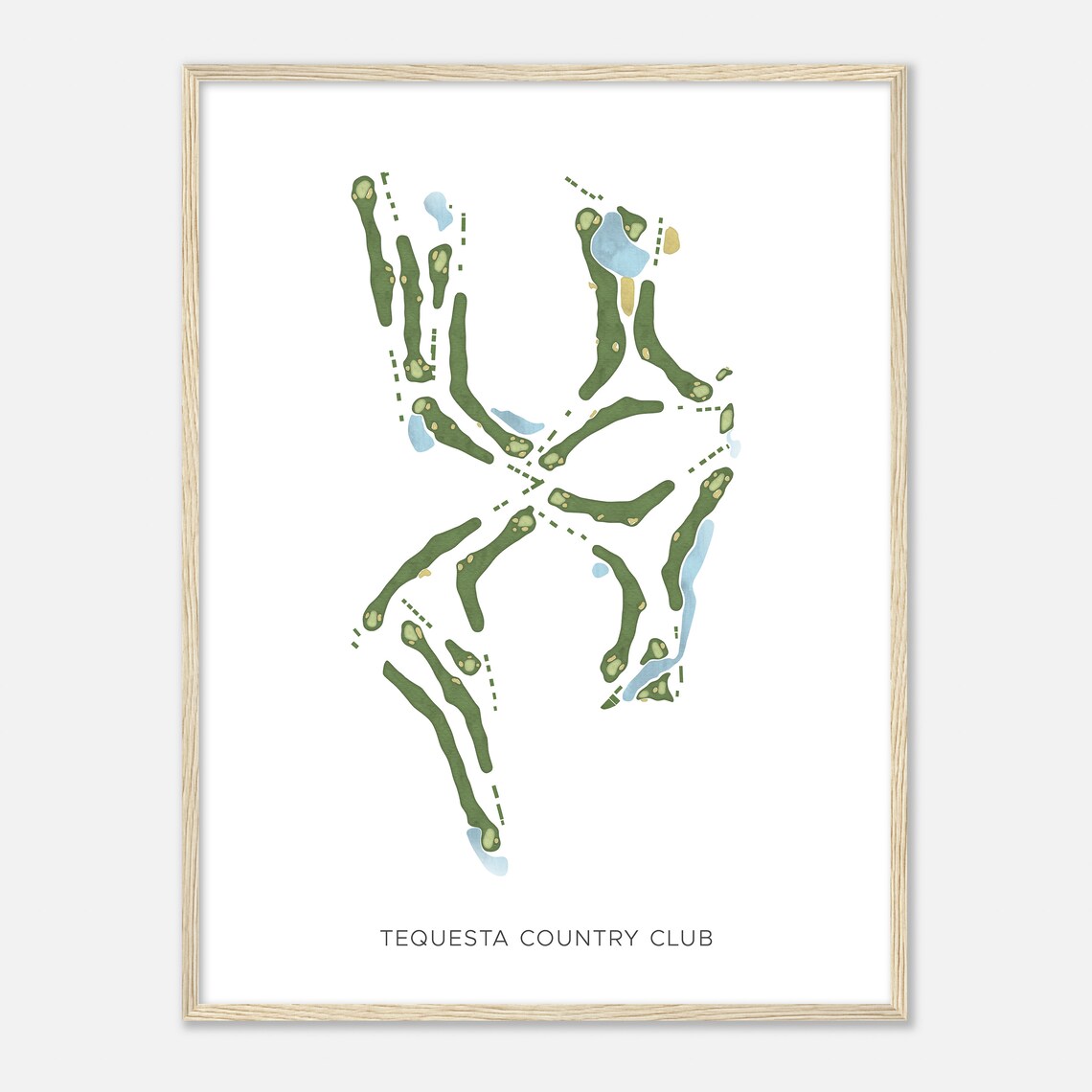Tequesta Country Club Modern Watercolor Golf Course Map Poster