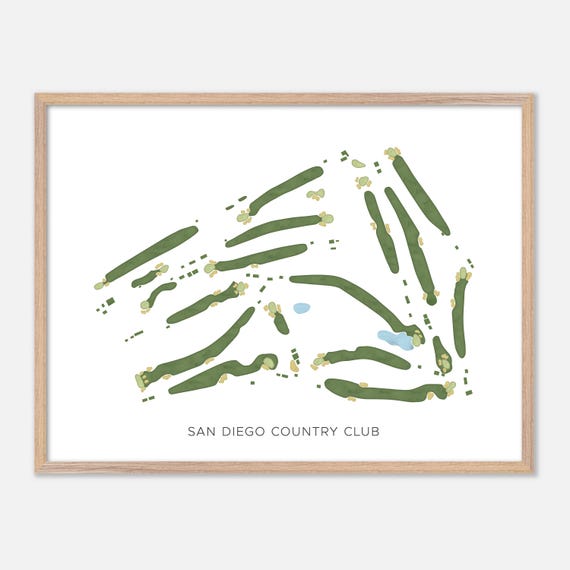 San Diego Country Club In Chula Vista California Modern Watercolor Map Golfer Gift Golf Wall Art Golf Poster Print Course Layout