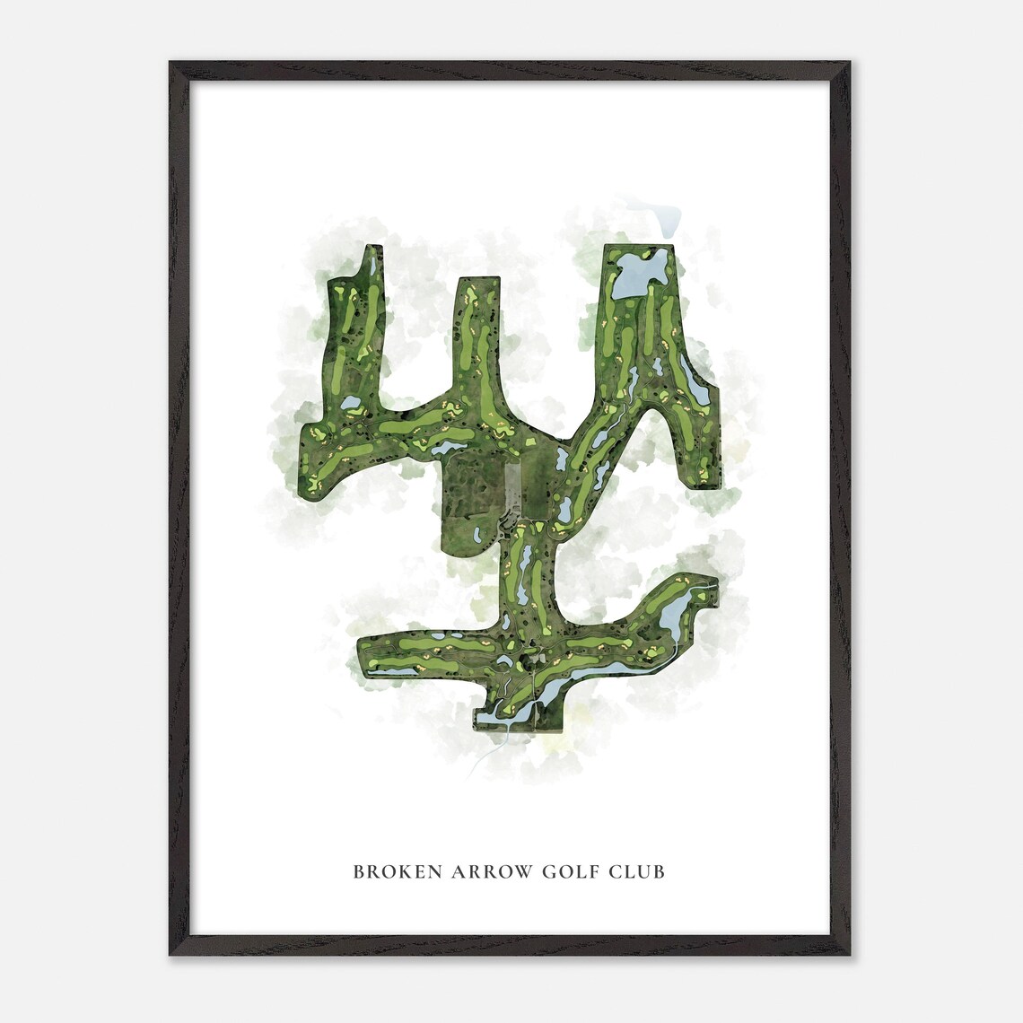 Broken Arrow Golf Club Classic Watercolor Course Map Art Poster - Image 3