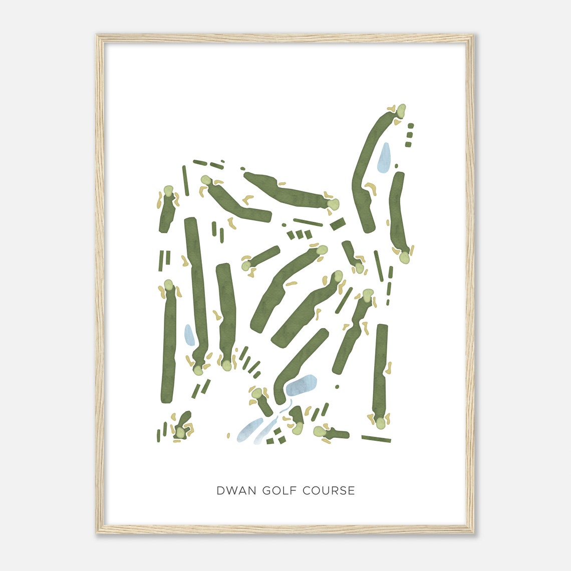 Dwan Golf Course Minnesota Modern Watercolor Map Golfer Gift Golf Wall Art Golf Poster Print Course Layout