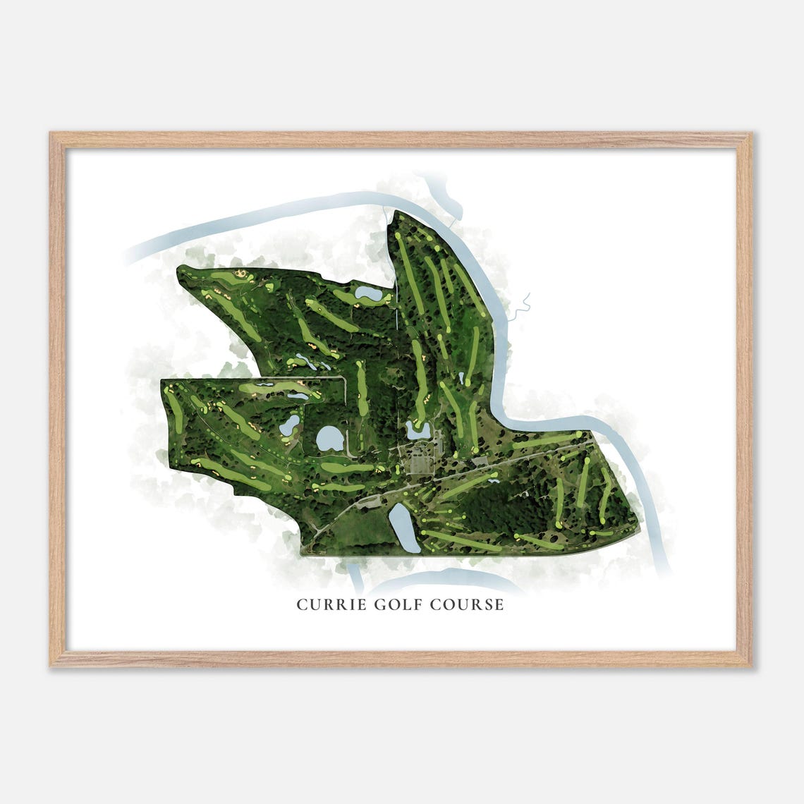 Currie Golf Course Classic Watercolor Golf Course Map Art Print