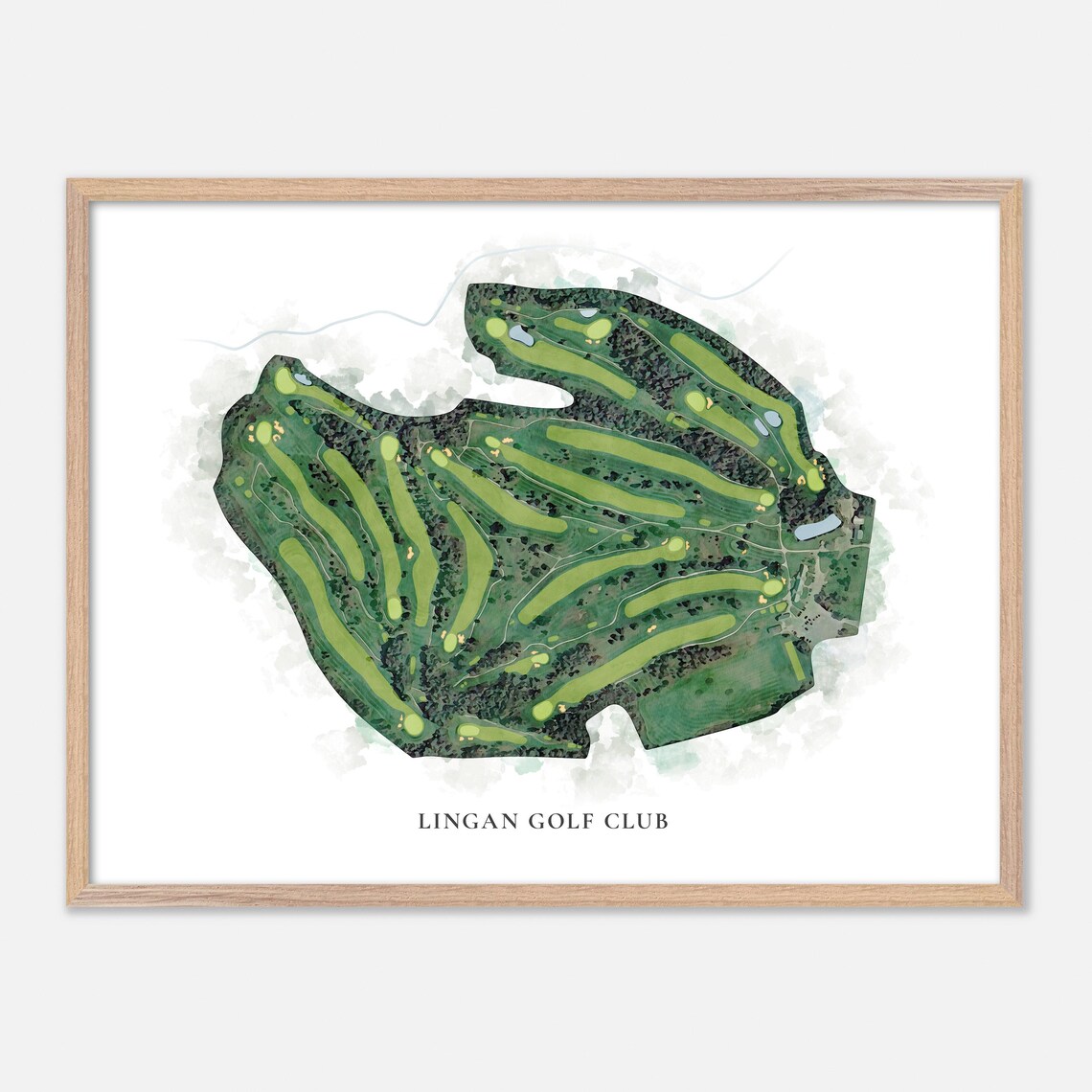 Lingan Golf Club Classic Aerial Watercolor Course Map Poster