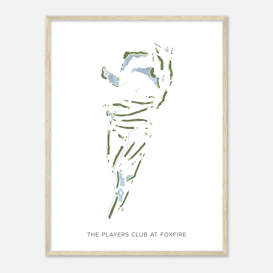 The Players Club at Foxfire Modern Watercolor Course Map Poster - Image 2