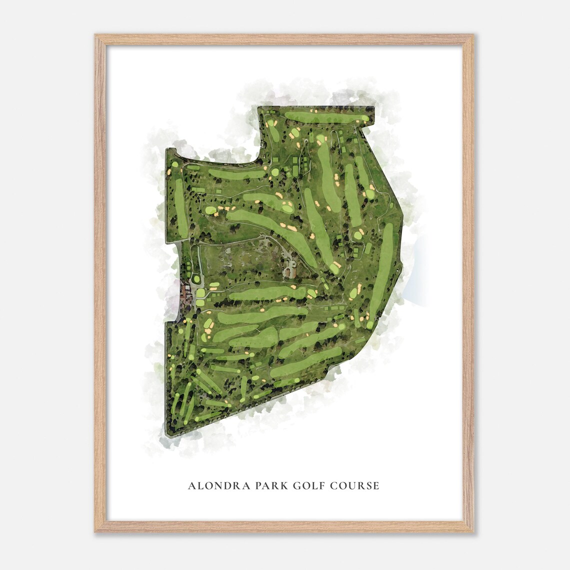 Alondra Park Golf Course California Classic Watercolor Aerial Poster - Image 2