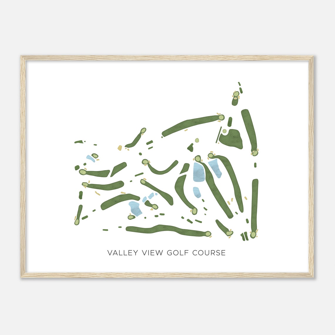Valley View Golf Course Modern Watercolor Golf Course Map Art Poster - Image 2