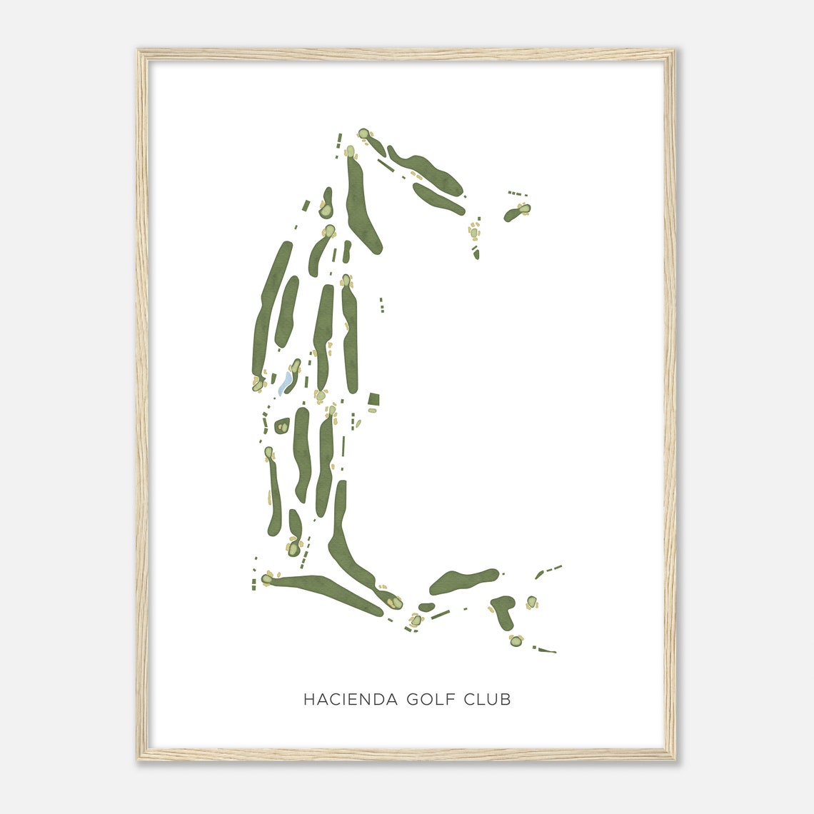 Hacienda Golf Club Minimalist Modern Watercolor Course Map Poster - Image 2