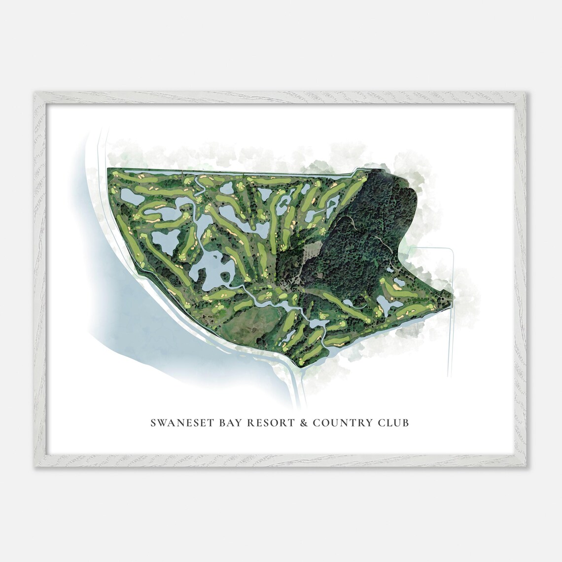 Swaneset Bay Resort & Country Club Pitt Meadows Canada Classic Watercolor Golf Map Poster - Image 3