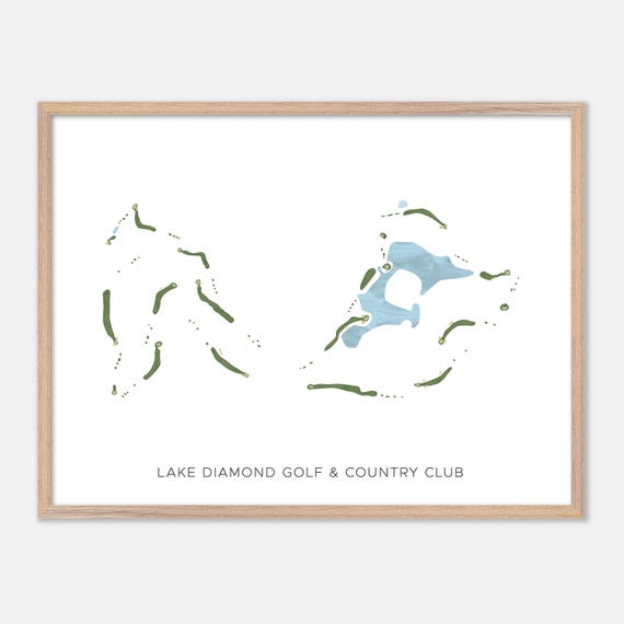 Lake Diamond Golf Country Club In Ocala Florida Modern Watercolor Map Golfer Gift Golf Wall Art Golf Poster Print Course Layout