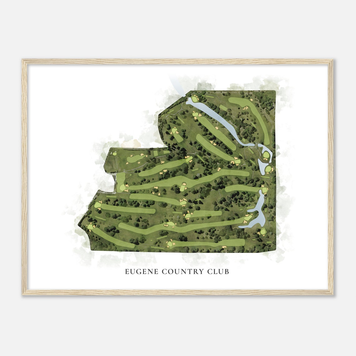 Eugene Country Club Oregon Classic Watercolor Course Map Poster - Image 2