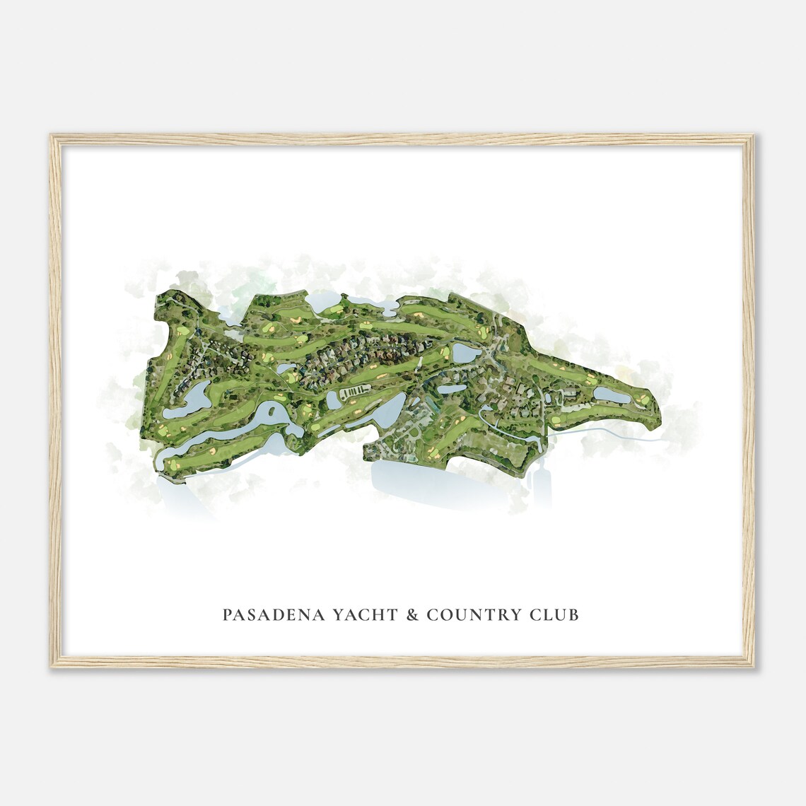 Pasadena Yacht & Country Club Florida Classic Watercolor Course Map Poster - Image 2