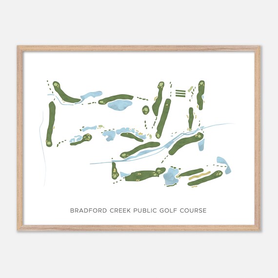 Bradford Creek Public Golf Course Watercolor Layout Map Art Poster Gift