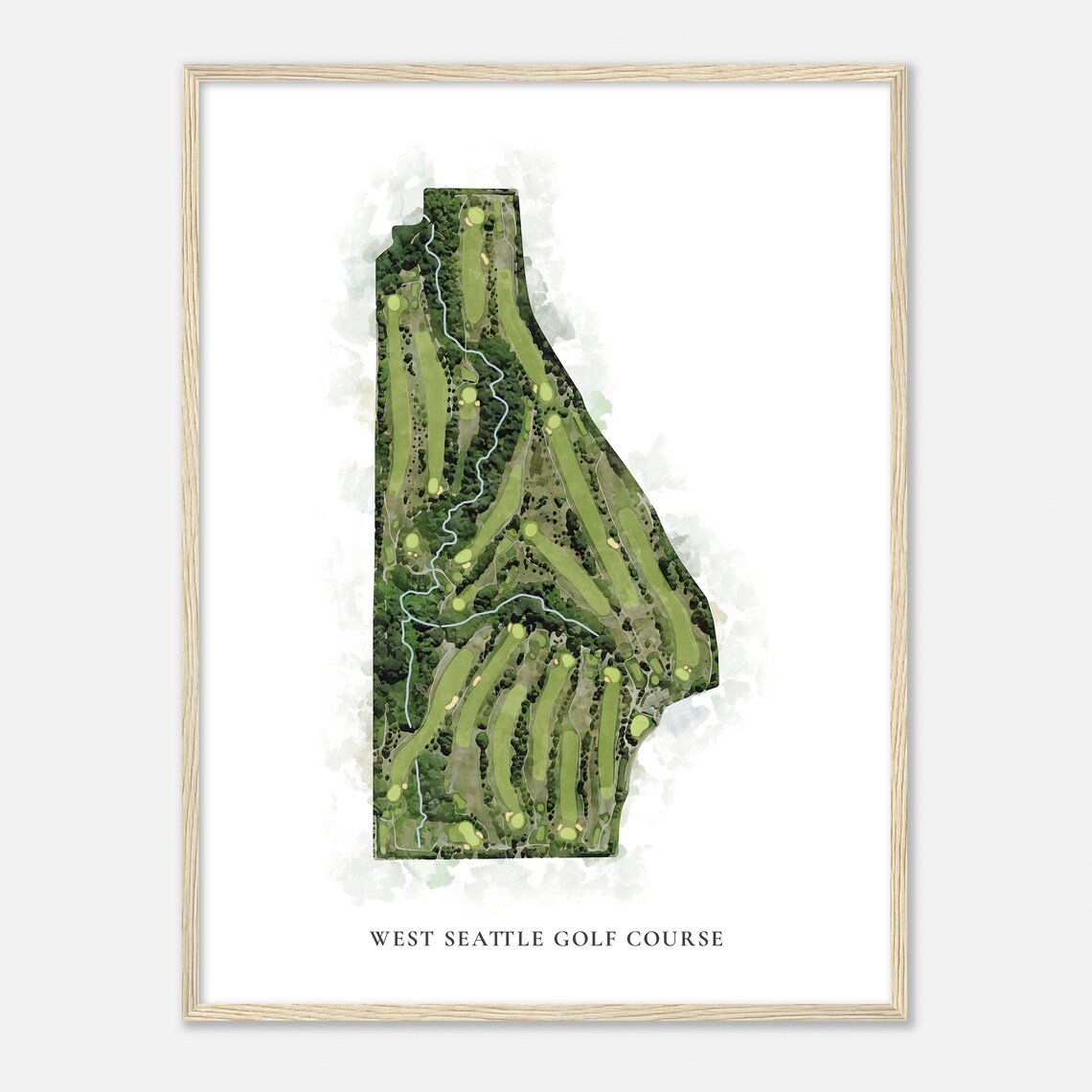 West Seattle Golf Course Washington Classic Watercolor Map Golfer Gift Golf Wall Art Golf Poster Print Course Layout - Image 2