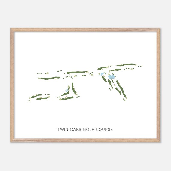 Twin Oaks Golf Course Minimalist Watercolor Fairway Map Poster