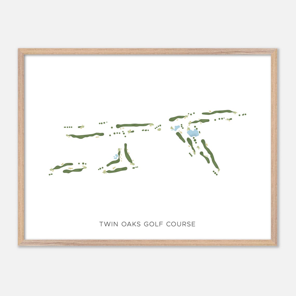 Twin Oaks Golf Course Minimalist Watercolor Fairway Map Poster