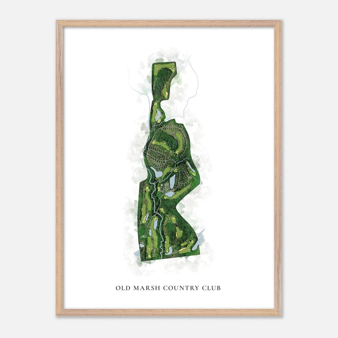 Old Marsh Country Club Maine Classic Watercolor Aerial Poster - Image 2