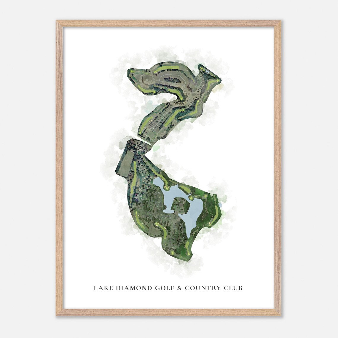 Lake Diamond Golf & Country Club Classic Watercolor Map Poster - Image 2