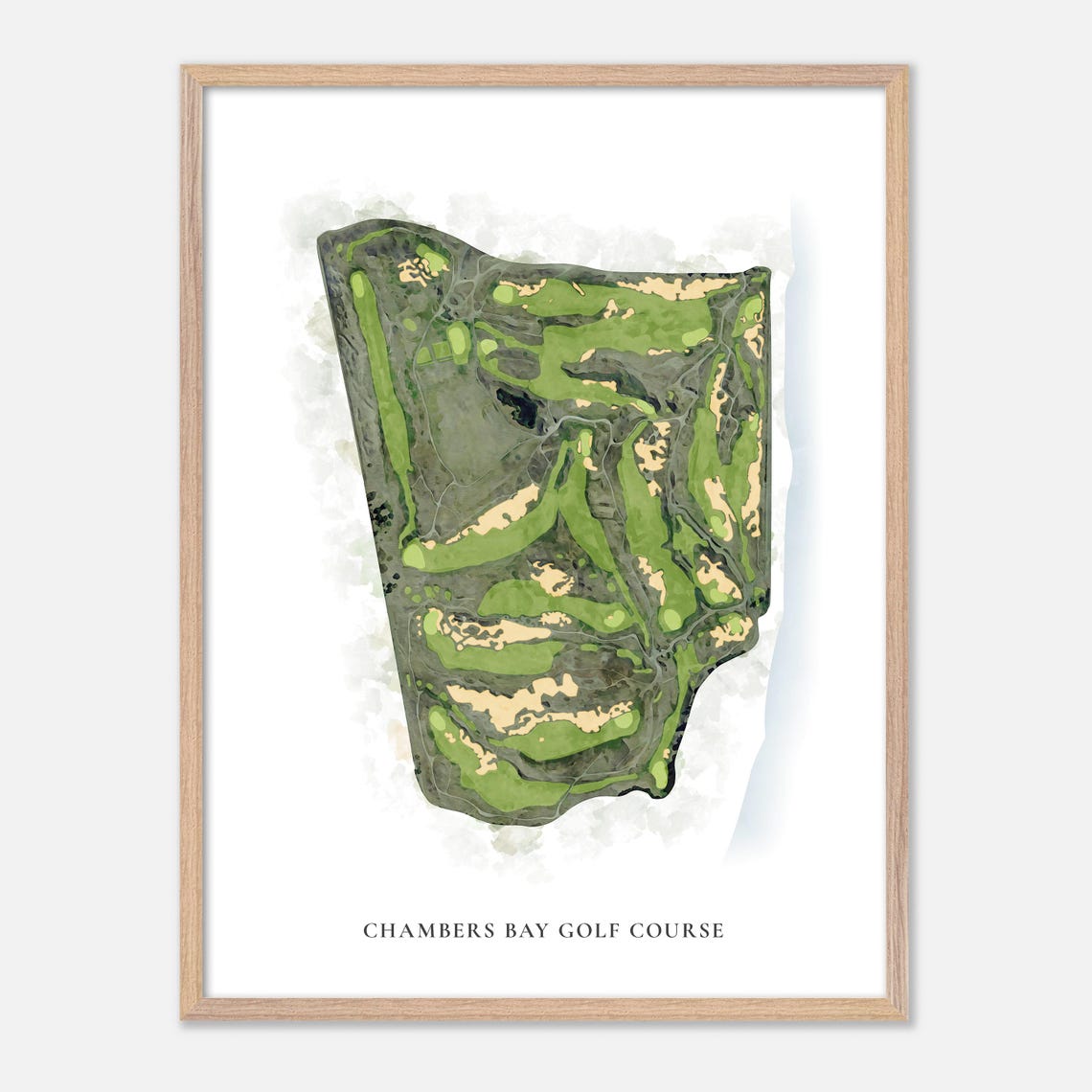 Chambers Bay Golf Course University Place WA Classic Golf Map Poster - Image 2