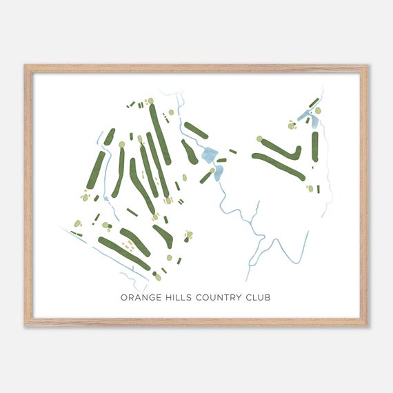 Orange Hills Country Club In Orange Connecticut Modern Watercolor Map Golfer Gift Golf Wall Art Golf Poster Print Course Layout