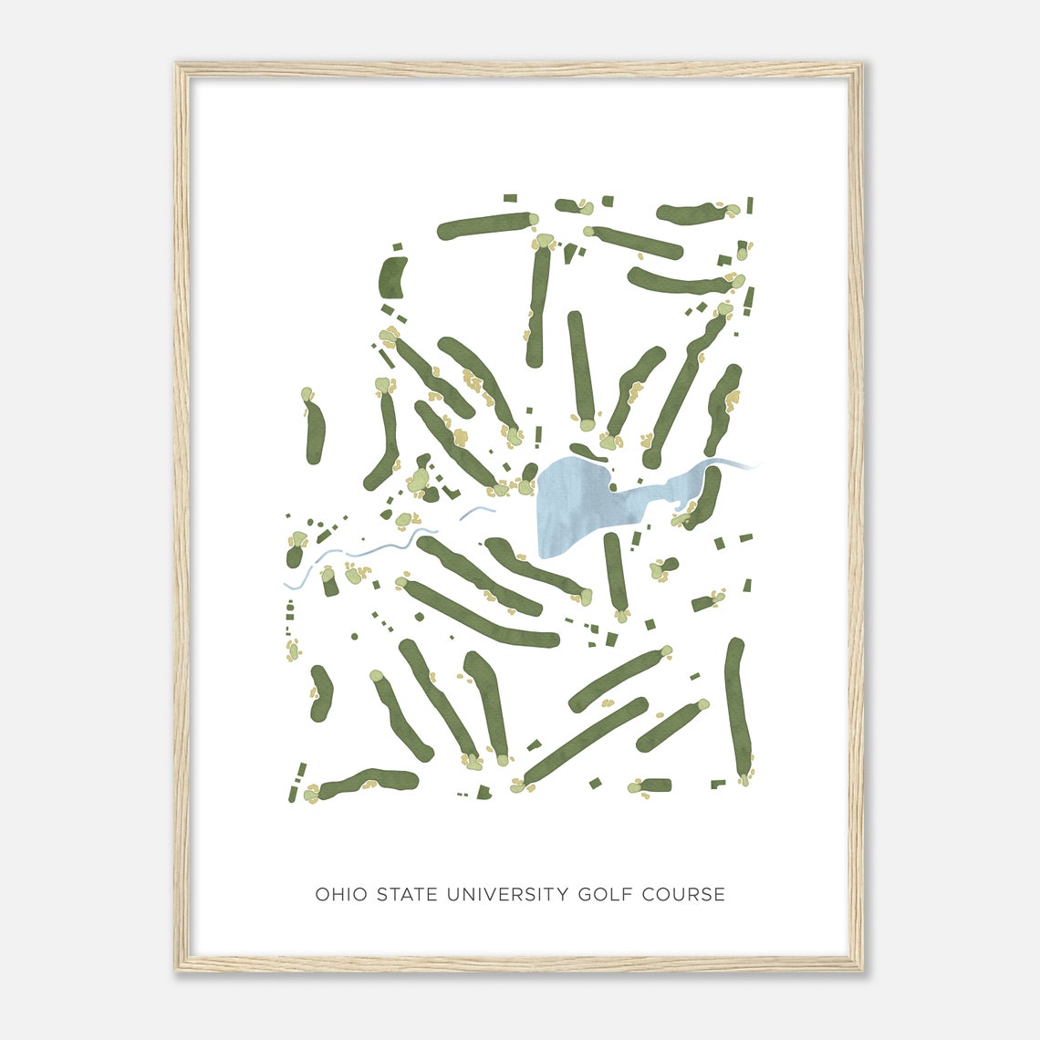 Ohio State University Golf Course Ohio Modern Watercolor Map Golfer Gift Golf Wall Art Golf Poster Print Course Layout