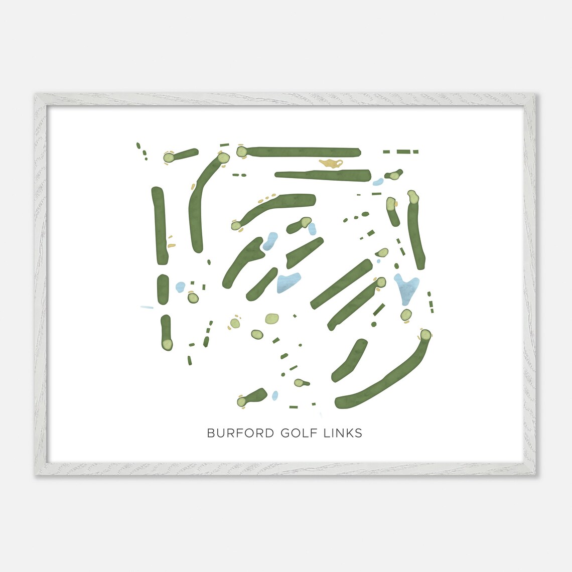 Burford Golf Links Modern Minimalist Watercolor Golf Map Poster - Image 3