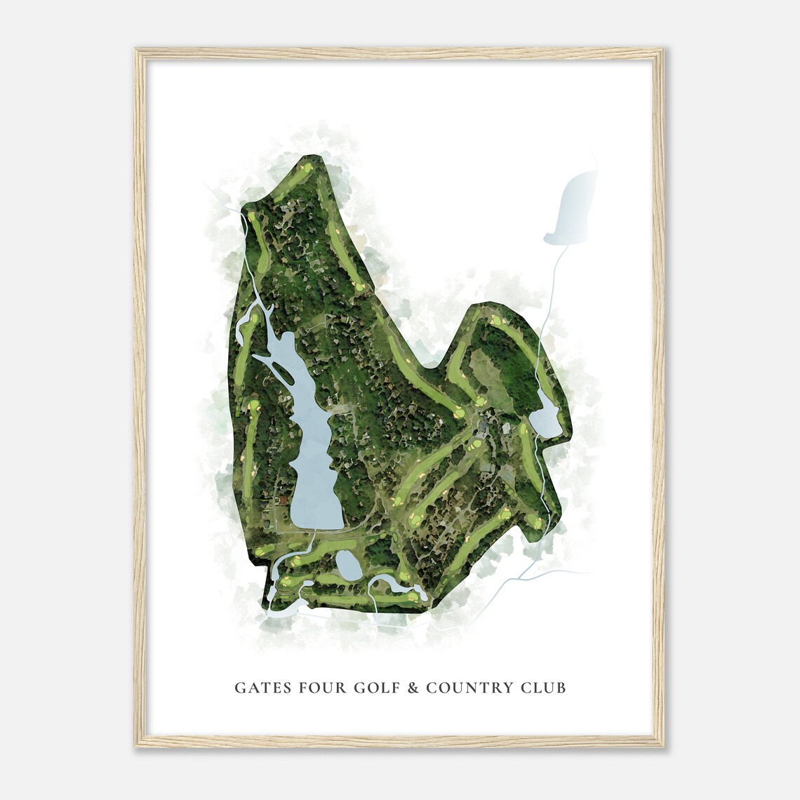 Gates Four Golf and Country Club Aerial Watercolor Map Poster - Image 2