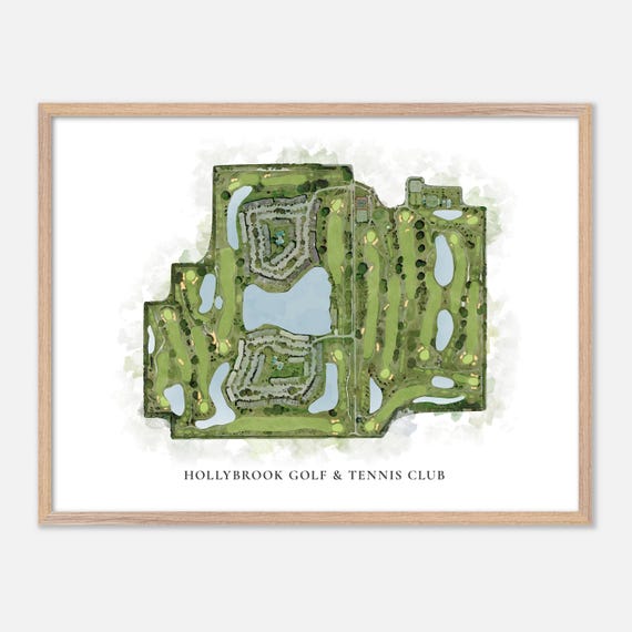 Hollybrook Golf Tennis Club In Pembroke Pines Florida Classic Watercolor Map Golfer Gift Golf Wall Art Golf Poster Print