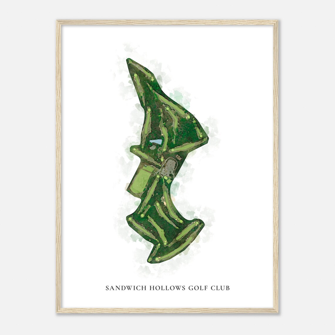 Sandwich Hollows Golf Club Massachusetts Classic Watercolor Map Poster - Image 2