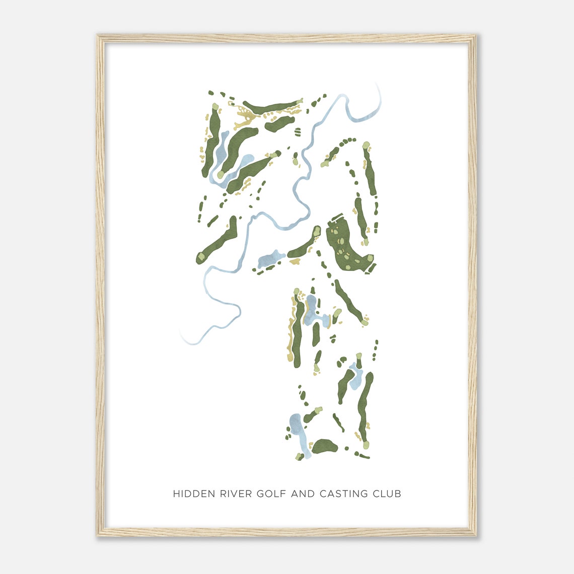 Hidden River Golf and Casting Club Modern Watercolor Golf Map Poster - Image 2