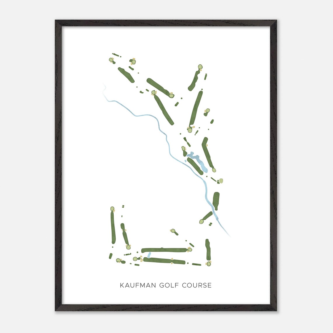 Kaufman Golf Course Minimalist Watercolor Creekside Map Poster - Image 3