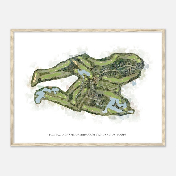 Tom Fazio Championship Course At Carlton Woods Texas Classic Watercolor Map Golfer Gift Golf Wall Art Golf Poster Print